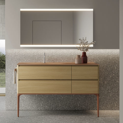 Meuble vasque à poser - 12 - IDEAGROUP - en bois / en verre dépoli / contemporain
