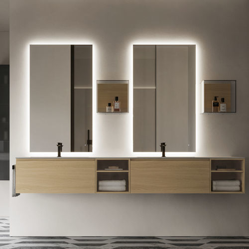 Meuble vasque double - 17 - IDEAGROUP - suspendu / en bois / en composite