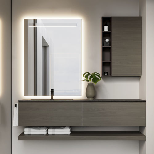 Meuble vasque suspendu - 23 - IDEAGROUP - en bois / grès / contemporain