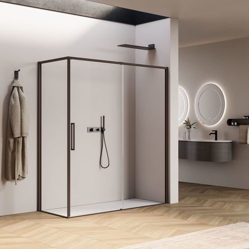 Cabine de douche en aluminium - SNAP - IDEAGROUP - en verre trempé / coulissante / avec porte battante