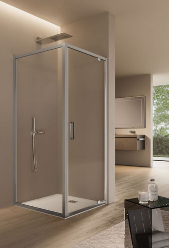 Cabine de douche en aluminium - FREE  - IDEAGROUP - en verre trempé / à portes coulissantes / d'angle