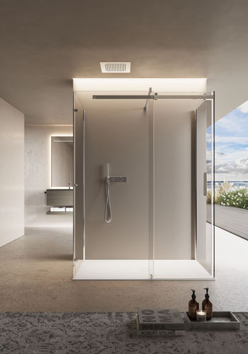 Cabine de douche en aluminium - OOPS - IDEAGROUP - en verre trempé / à portes coulissantes / en niche