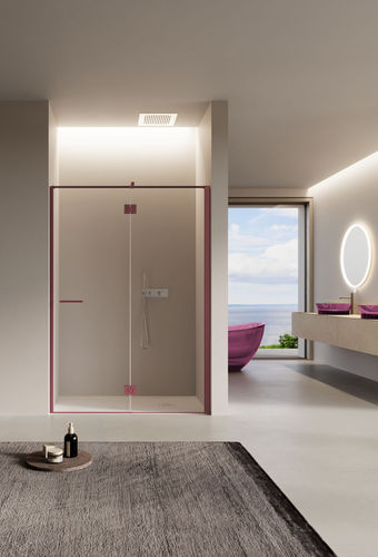Cabine de douche en aluminium - PROJECT - IDEAGROUP - en verre trempé / avec porte battante / en niche