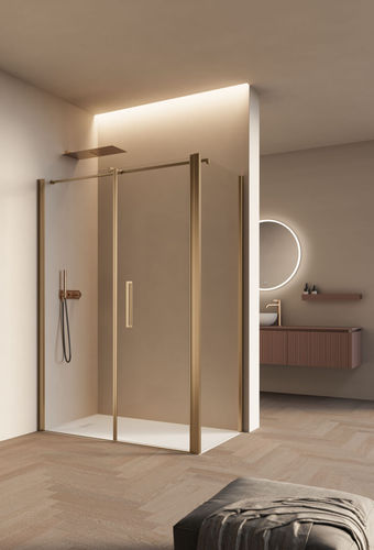 Cabine de douche en aluminium - OMEGA - IDEAGROUP - en verre trempé / battante / pliante
