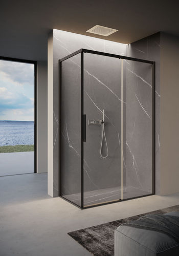 Cabine de douche d'aluminium - EVO - IDEAGROUP - en verre trempé / à porte coulissante / d'angle