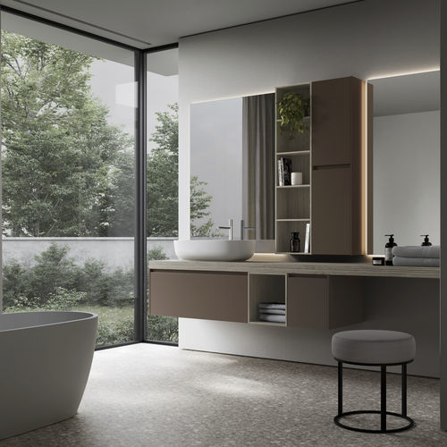 Meuble de salle de bain avec éclairage intégré - NYÙ 12 - IDEAGROUP - contemporain / résidentiel / en Fenix®