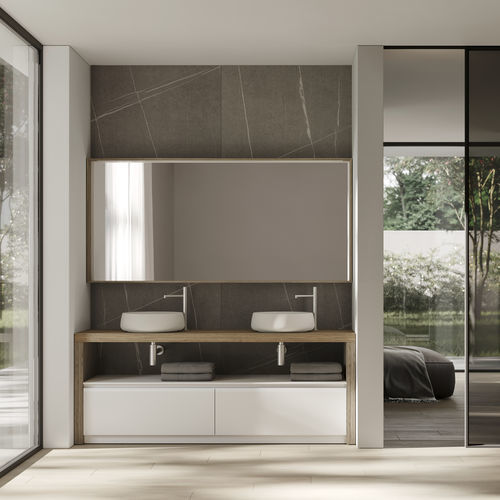 Meuble vasque double - NYÙ 18 - IDEAGROUP - à poser / en CristalPlant® / en HPL
