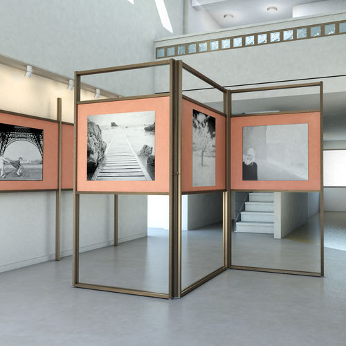 Séparateur d'espace en aluminium - INUNO MOSTRA - STUDIO T - stratifié / en PVC / en méthacrylate
