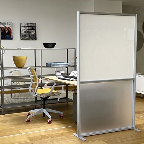Séparateur de bureau au sol - TETRIX-DUO - STUDIO T - auto-portant / en aluminium / en méthacrylate