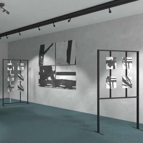 Présentoir pour tableau décoratif - ARTIS - STUDIO T - sur pied / en aluminium / double-face