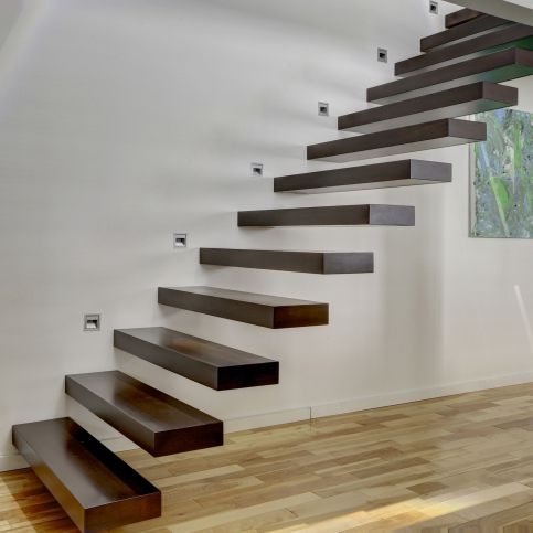 Escalier droit - PHANTOM 2610 - 3 - BATTIG DESIGN - à marches en bois / structure en bois / contemporain