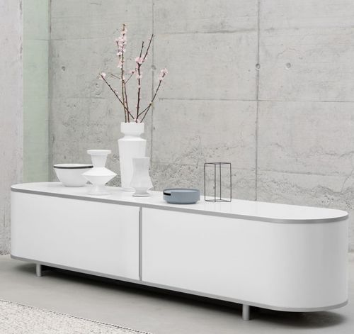 Buffet contemporain - 44 LONGBOARD - Wogg - en bois laqué / en verre / blanc