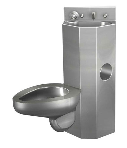 WC à poser - PENAL-WARE® : 1415 - Acorn - en inox / pour sanitaire public / avec lave-mains intégré