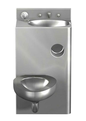 WC à poser - PENAL-WARE® : 1420 - Acorn - en inox / pour sanitaire public / avec lave-mains intégré