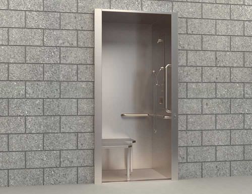 Cabine de douche en acier inoxydable - PENAL-WARE® : 1736ADA-A - Acorn - avec porte battante / rectangulaire