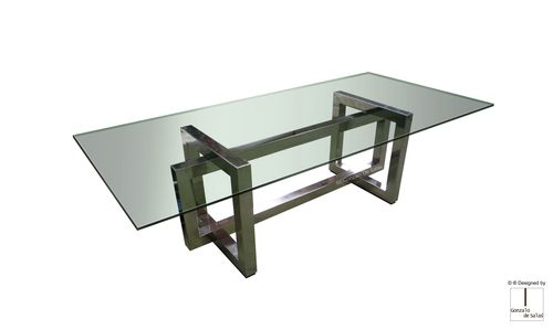 Table à manger contemporaine - THASOS - GONZALO DE SALAS - en acier / en cristal / en acier inoxydable poli