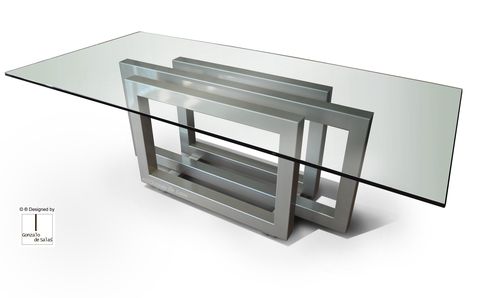 Table à manger contemporaine - GONZALO DE SALAS - en cristal / en métal peint / en fer