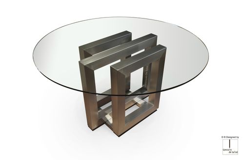 Table à manger contemporaine - REBECCA - GONZALO DE SALAS - en cristal / en fer / en métal laqué