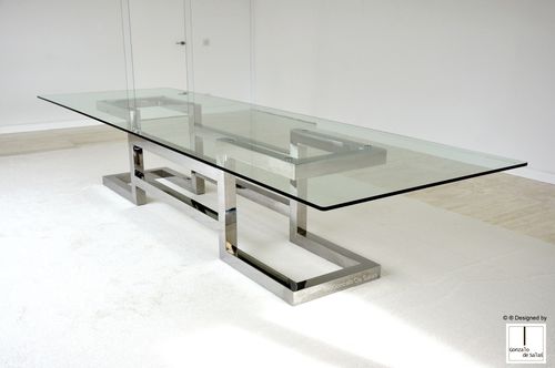 Table de réunion contemporaine - LISA : CONFERENCE - GONZALO DE SALAS - en cristal / en fer / en métal laqué
