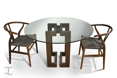 Table à manger contemporaine - SENDAI. - GONZALO DE SALAS - en métal / en fer / en métal laqué
