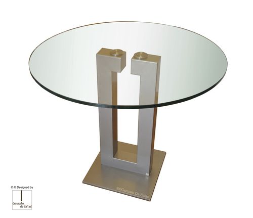 Table contemporaine - ISIS - GONZALO DE SALAS - en verre / ronde