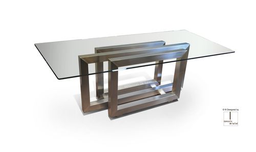 Table contemporaine - REBECCA - GONZALO DE SALAS - en acier inoxydable / avec piètement en acier inoxydable / rectangulaire