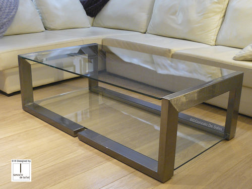 Table basse contemporaine - DEMI - GONZALO DE SALAS - en verre / en fer / rectangulaire