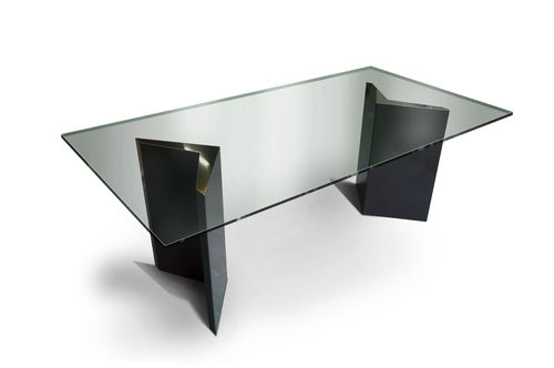 Table contemporaine - HUALAPAI - GONZALO DE SALAS - en acier inoxydable / avec piètement en acier inoxydable / rectangulaire