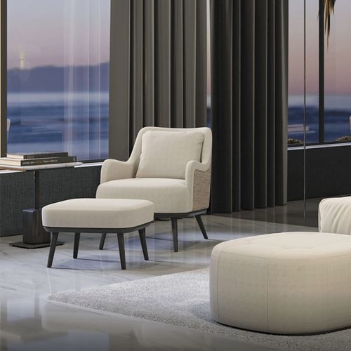 Repose-pied contemporain - GALAPAGOS - Adriana Hoyos - en tissu / en bois