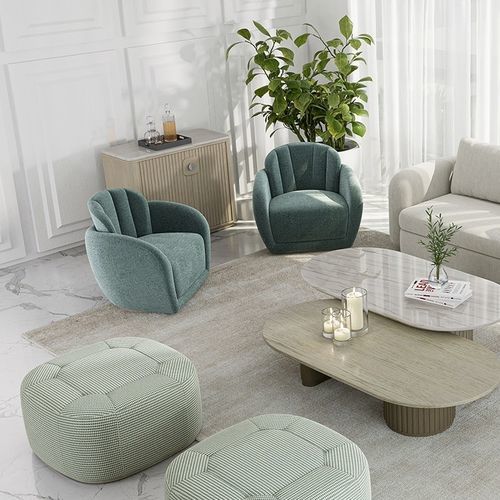 Fauteuil contemporain - GEM 111 - Adriana Hoyos - en tissu / beige / vert