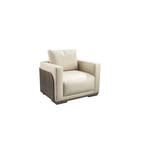 Fauteuil contemporain - GALAPAGOS 300 - Adriana Hoyos - en cuir / en placage de bois / avec coussin amovible