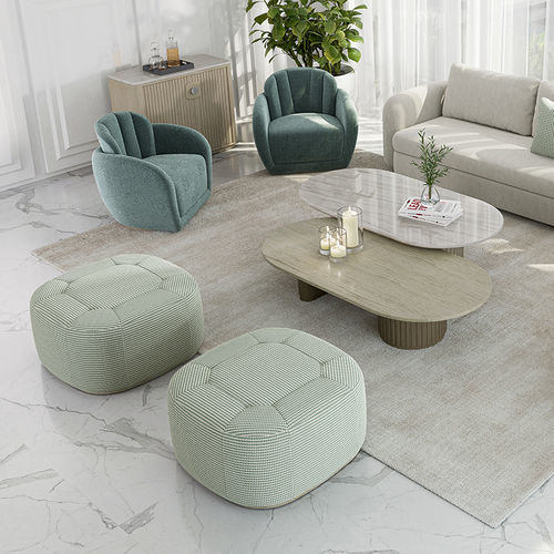 Ottoman contemporain - GEM 101 - Adriana Hoyos - en tissu / en cuir / en bois