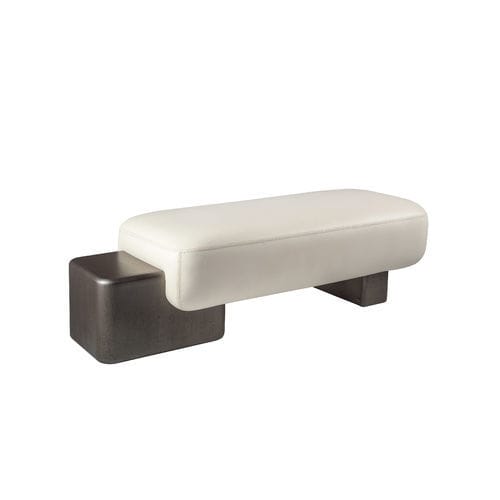 Banquette contemporaine - LUA 100 - Adriana Hoyos - en tissu / en cuir / avec piètement en bois