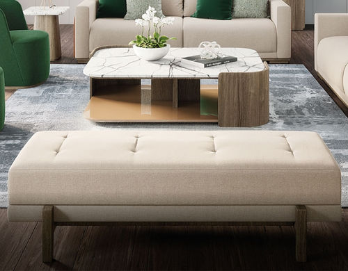 Banquette chesterfield - TEN 200 - Adriana Hoyos - en tissu / avec piètement en bois / en bois