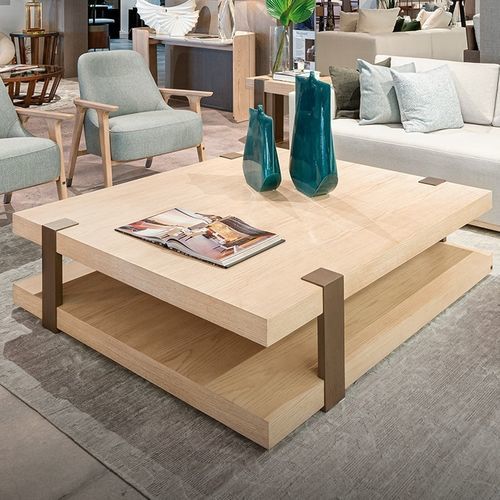 Table basse contemporaine - GALAPAGOS 210 - Adriana Hoyos - en chêne / avec piètement en chêne / carrée