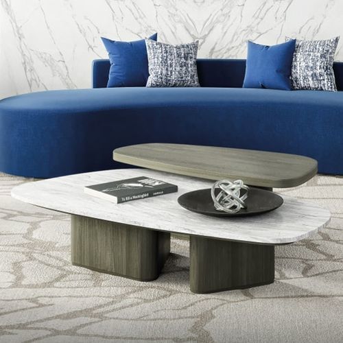 Table basse contemporaine - GALAPAGOS 300 - Adriana Hoyos - en bois / en quartzite / avec piètement en bois
