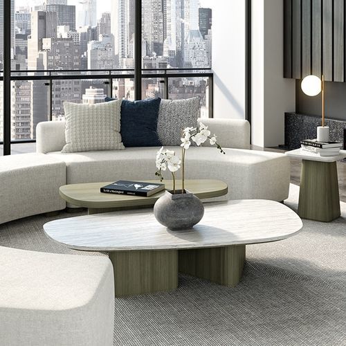 Table basse contemporaine - GALAPAGOS 301 - Adriana Hoyos - en marbre / en quartzite / avec piètement en bois