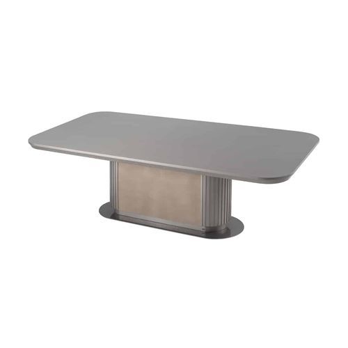 Table à manger contemporaine - GEM 110 - Adriana Hoyos - en bois / en cuir / avec piètement en bois