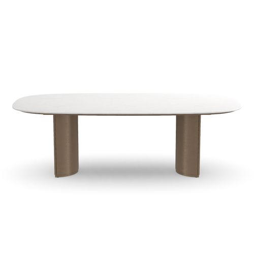 Table à manger contemporaine - LUA 101 - Adriana Hoyos - en marbre / en granite / avec piètement en bois massif