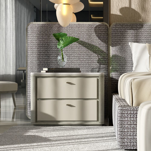 Table de chevet contemporaine - GEM 311 - Adriana Hoyos - en marbre / en quartzite / avec piètement en bois