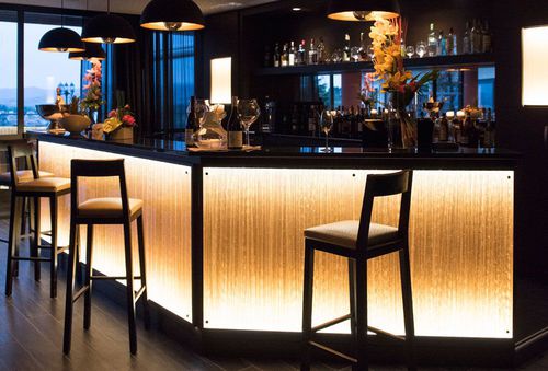 Panneau décoratif pour agencement intérieur - DOMAINE DE ST CLAIR - DACRYL® - rétroéclairé / en résine / verre de synthèse