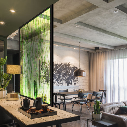 Panneau décoratif de revêtement - HERBES VERTES - D005 - DACRYL® - d'ameublement / mural / pour agencement intérieur