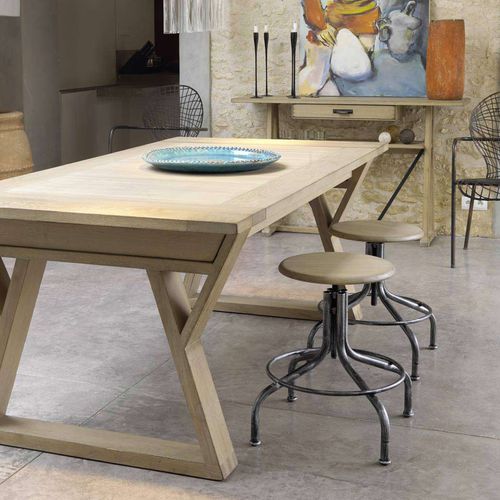 Tabouret contemporain - MANUFACTURE SÉJOUR - Artcopi - avec piètement en métal / avec repose-pieds