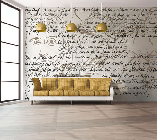 Papier peint classique - PROUST SUR BLANC D166 - In Création - croquis / imprimé