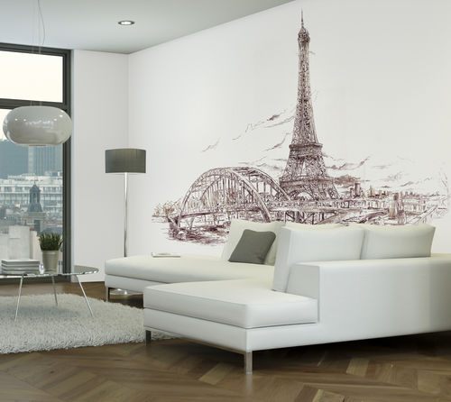 Papier peint design original - PARIS TOUR EIFFEL AQ137 - In Création - croquis / imprimé