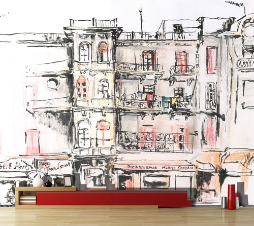 Papier peint design original - BRASSERIE AQ101 - In Création - croquis