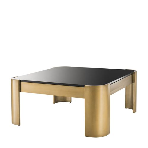 Table basse contemporaine - COURRIER - EICHHOLTZ - en verre / avec piètement en laiton brossé / carrée