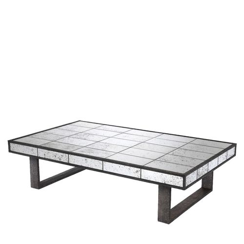 Table basse rustique - CERVILLA - EICHHOLTZ - en verre fumé / avec piètement en métal / rectangulaire