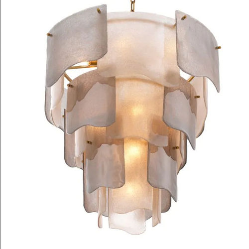 Lustre contemporain - ASINARA L - EICHHOLTZ - en verre fumé / en laiton / 13 ampoules