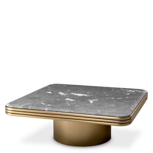 Table basse contemporaine - CLAREMORE  - EICHHOLTZ - en marbre / avec piètement en laiton brossé / carrée